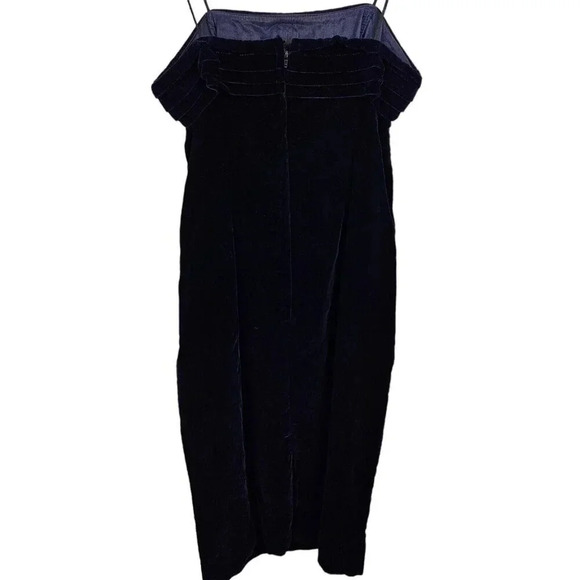 Cachet Vintage Navy Blue 2 Piece Velvet Dress and‎ Jacket Size Small - Picture 3 of 11